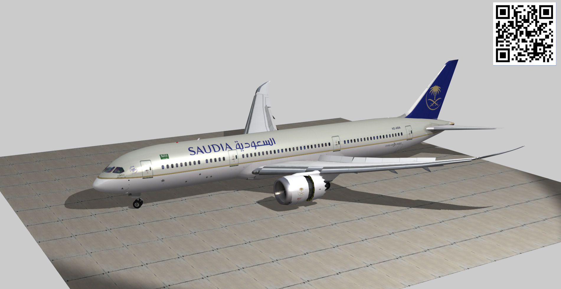 Boeing 787-9 Saudi Arabian Airlines livery Low-poly 3D model_5
