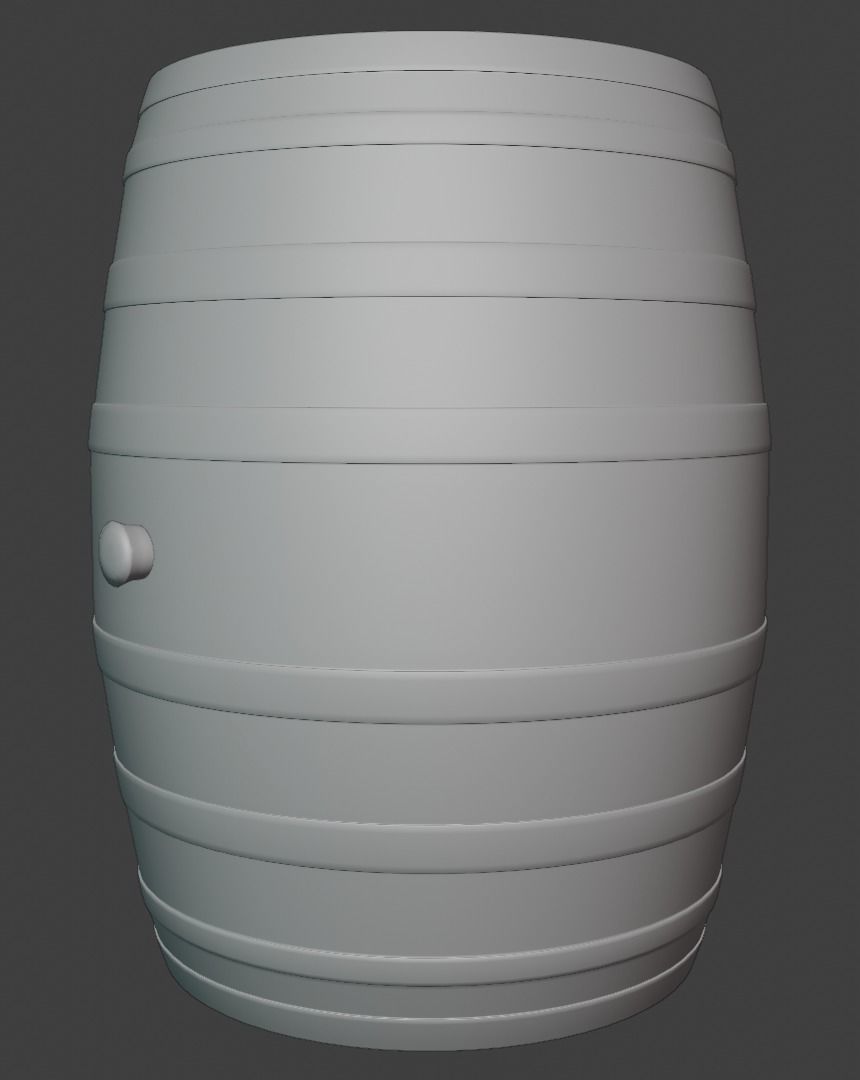 Old Wooden Barrel Low-poly 3D model_6