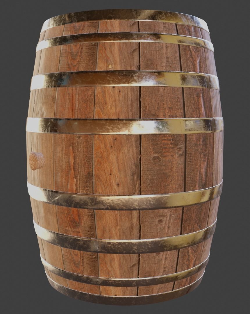 Old Wooden Barrel Low-poly 3D model_3