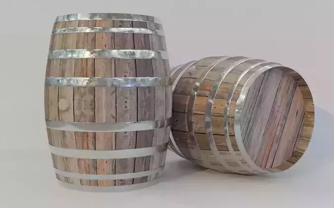 Old Wooden Barrel Low-poly 3D model