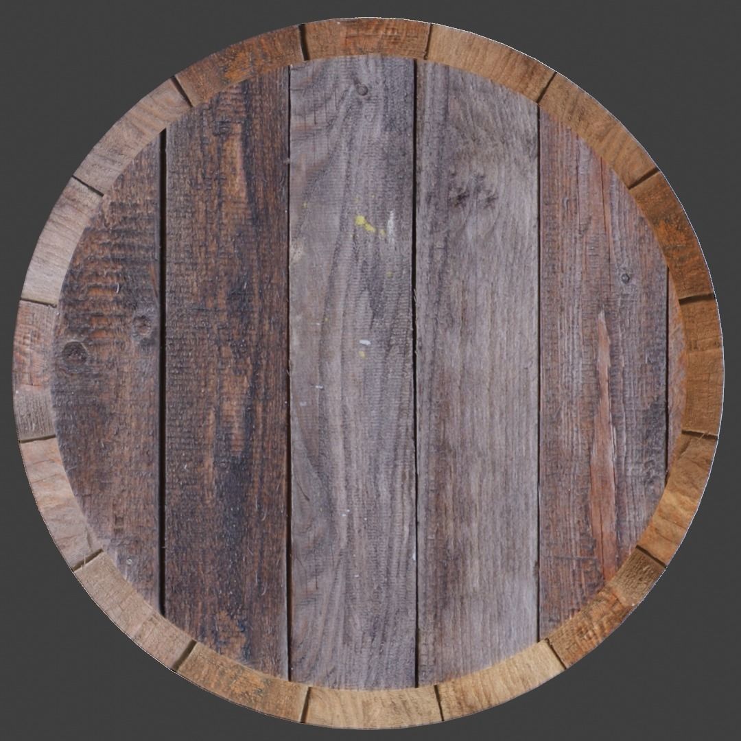 Old Wooden Barrel Low-poly 3D model_4