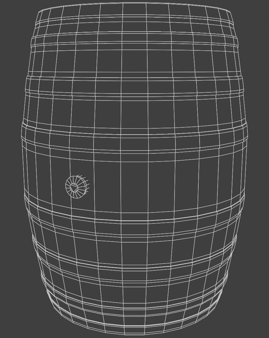 Old Wooden Barrel Low-poly 3D model_1