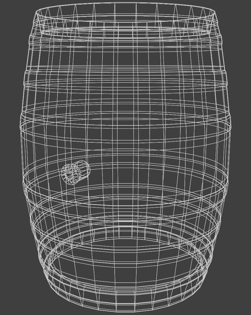 Old Wooden Barrel Low-poly 3D model_8