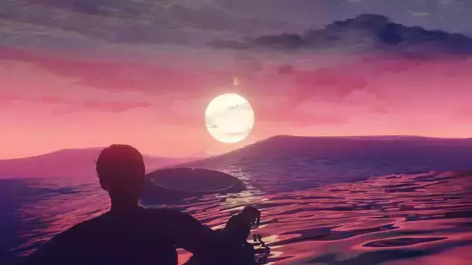 epic animated sunset scene blender project 3D model