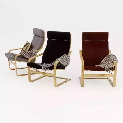POANG IKEA wooden base arm chair 3D model