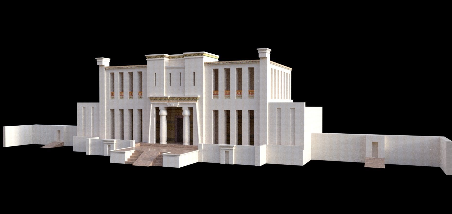 Egyptian Palace Facade 3D model_2
