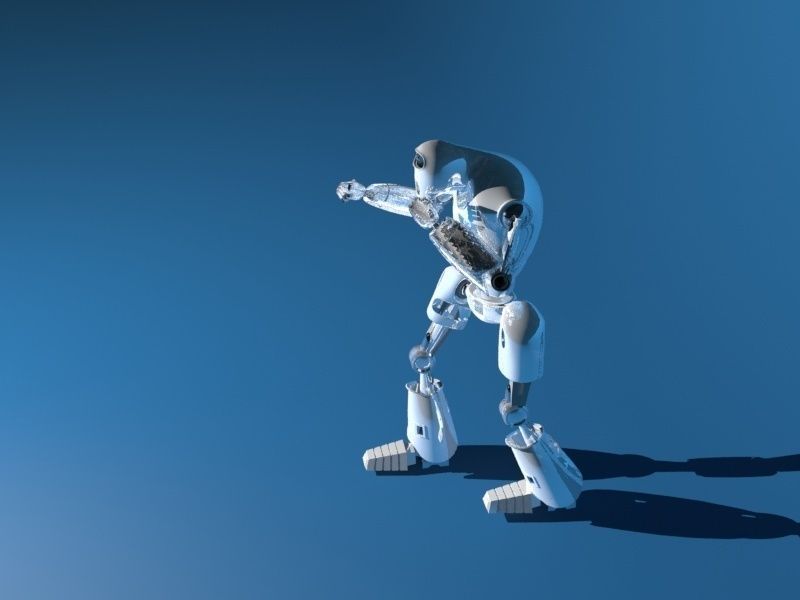 Rigged guard robot Low-poly 3D model_6