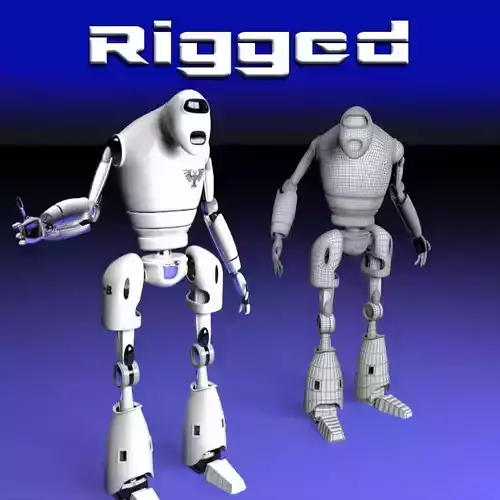 Rigged guard robot Low-poly 3D model