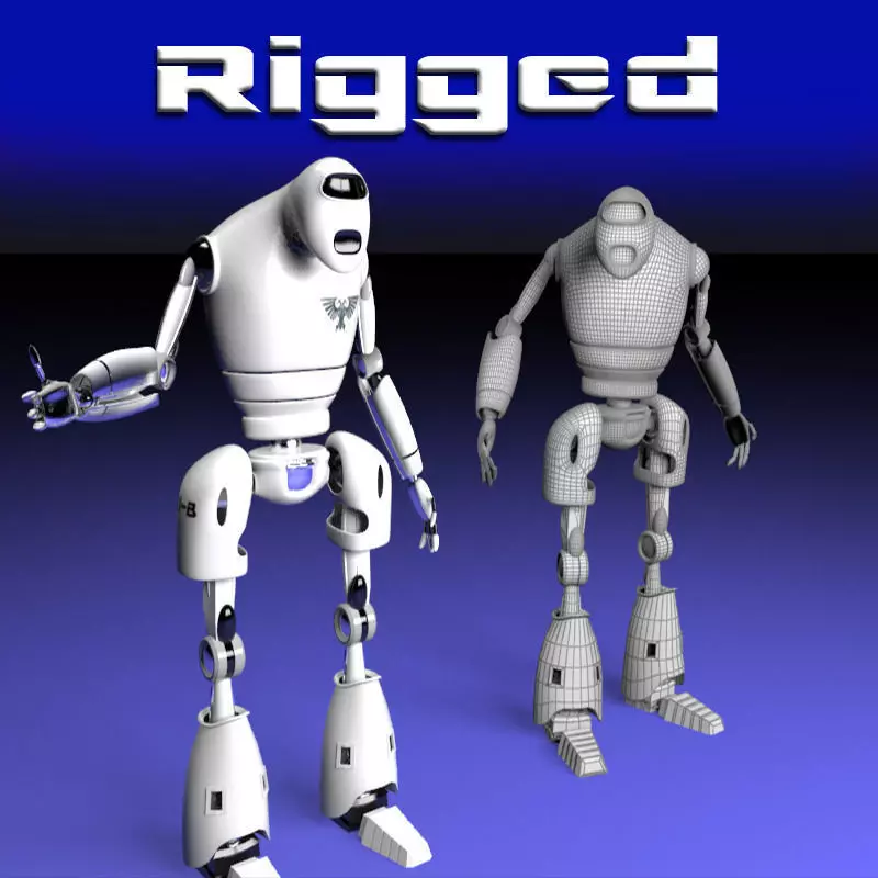 Rigged guard robot Low-poly 3D model_0