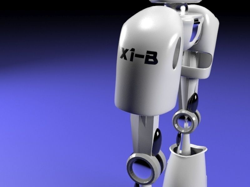 Rigged guard robot Low-poly 3D model_1