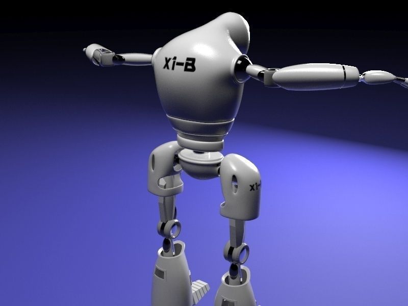 Rigged guard robot Low-poly 3D model_3