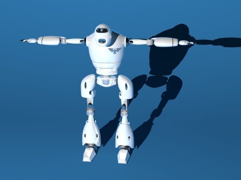 Rigged guard robot Low-poly 3D model_7