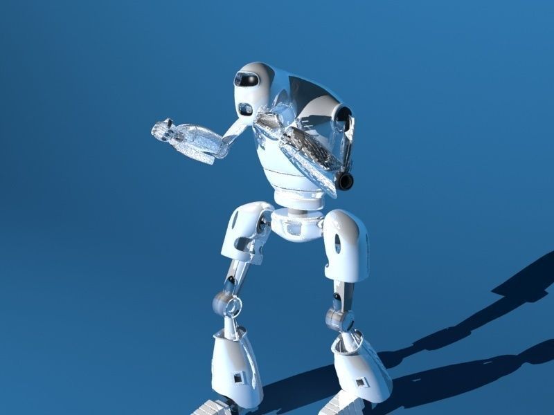 Rigged guard robot Low-poly 3D model_8