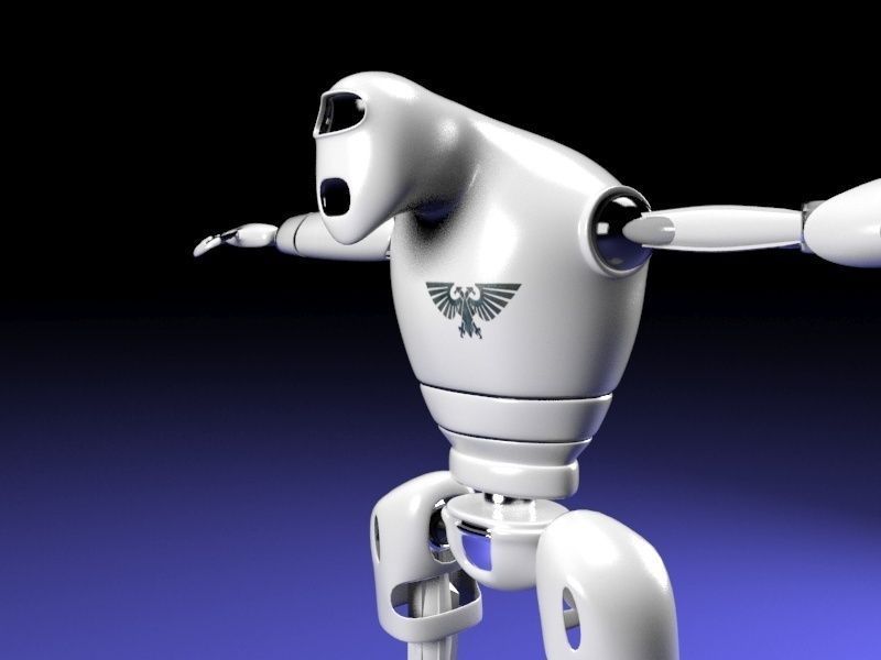 Rigged guard robot Low-poly 3D model_2