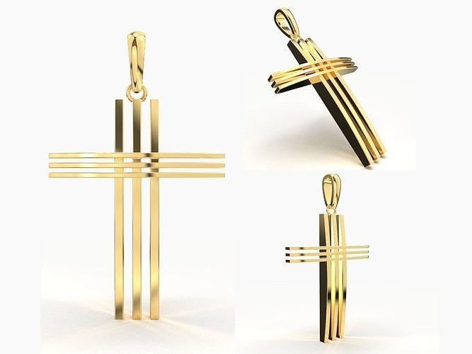 JESUS CROSS GOLD PENDANT 3D print model