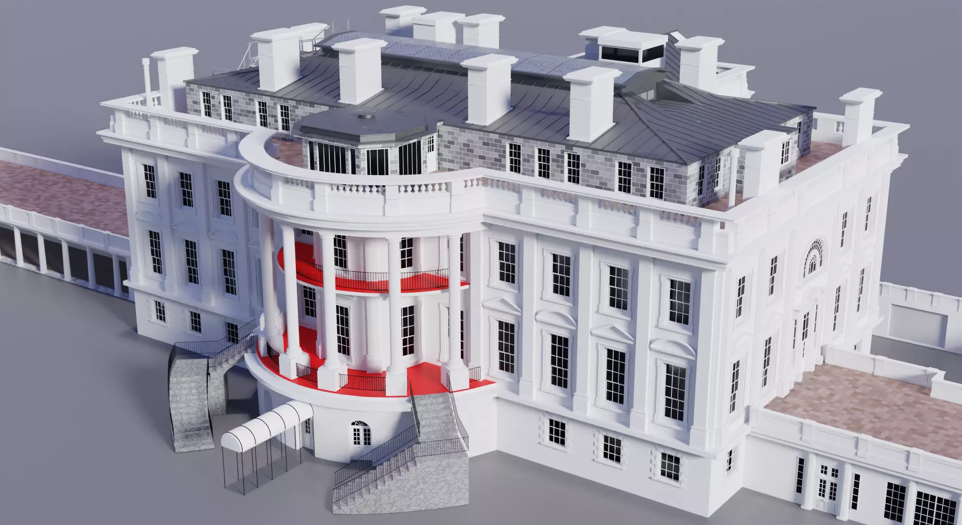 White House 3D Model and extras 3D model_0