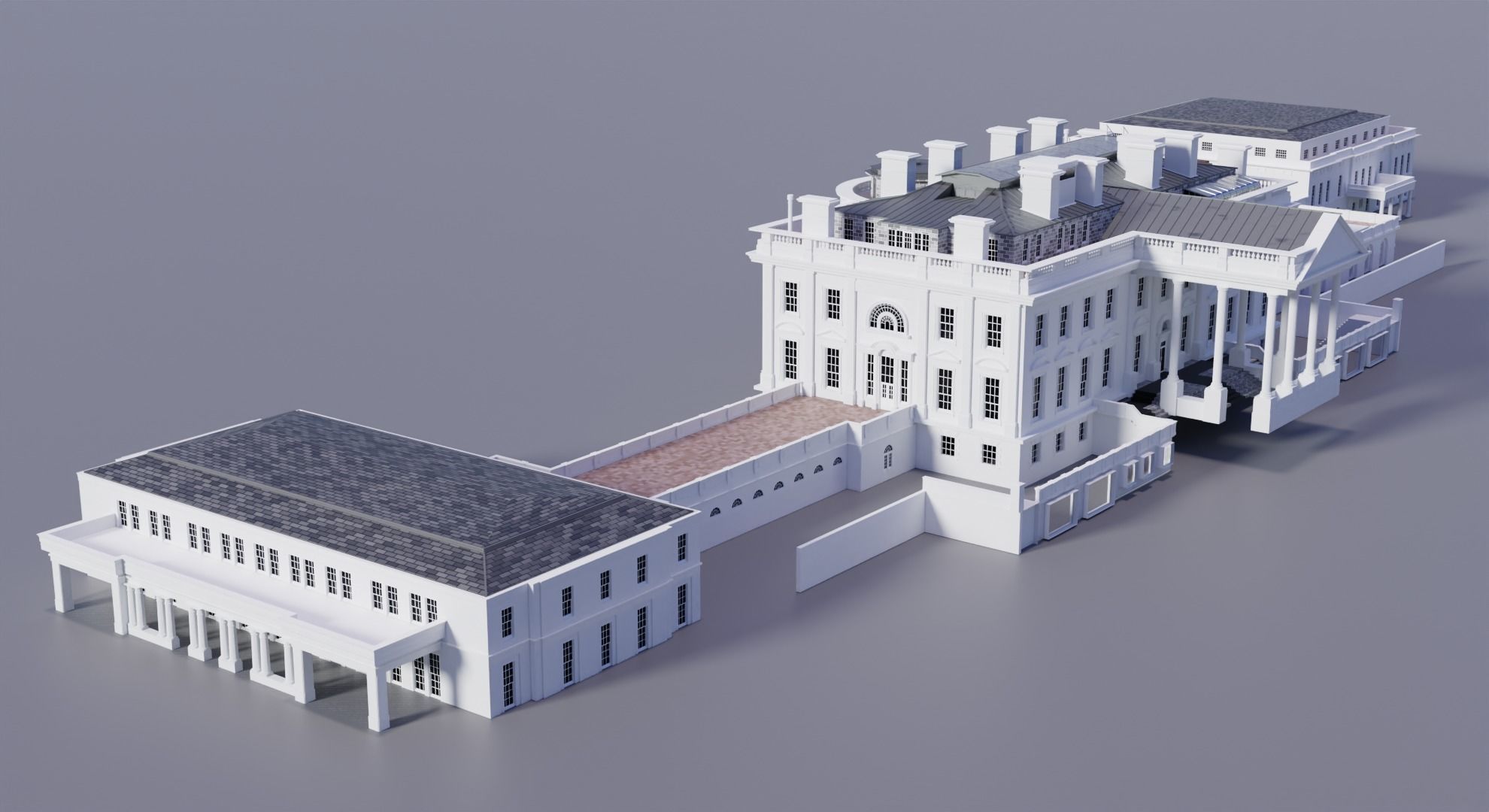 White House 3D Model and extras 3D model_1