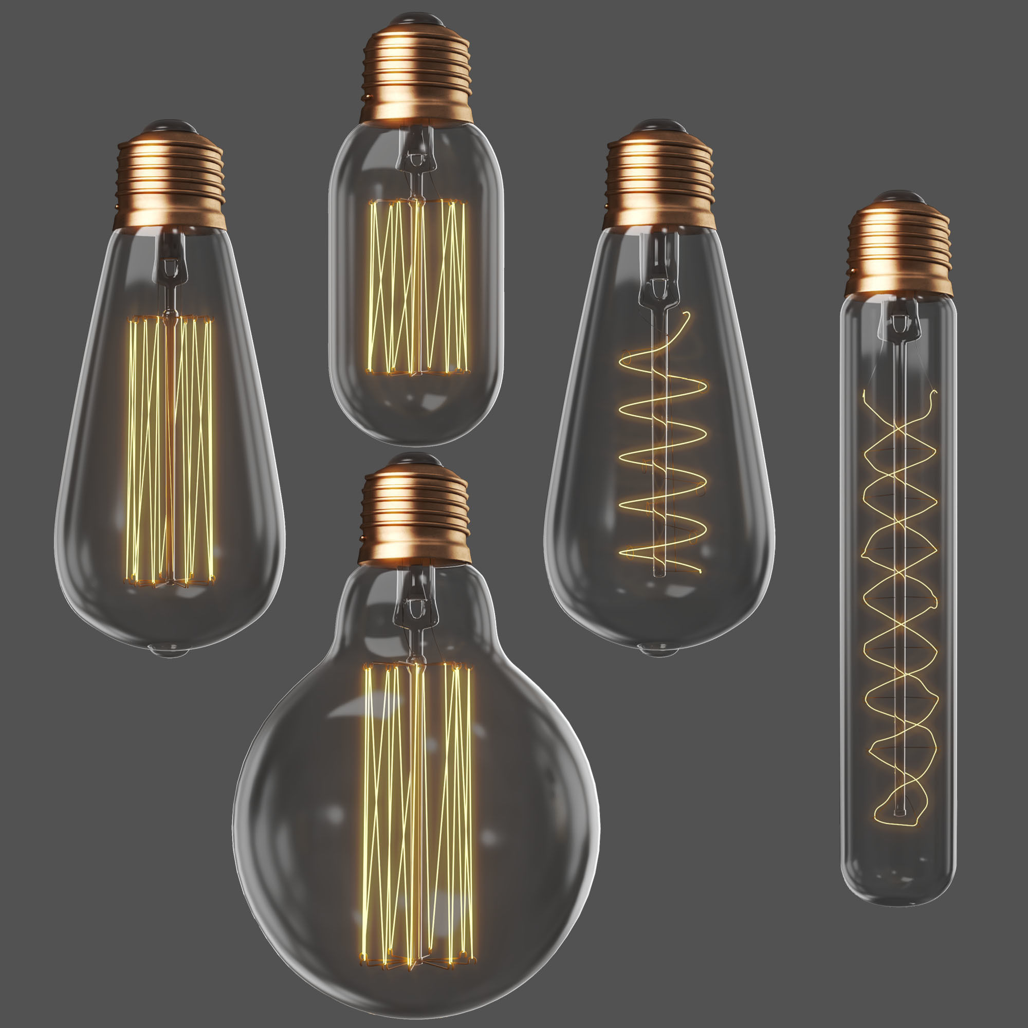 Loft Edison Lamps ON OFF 3D model_1