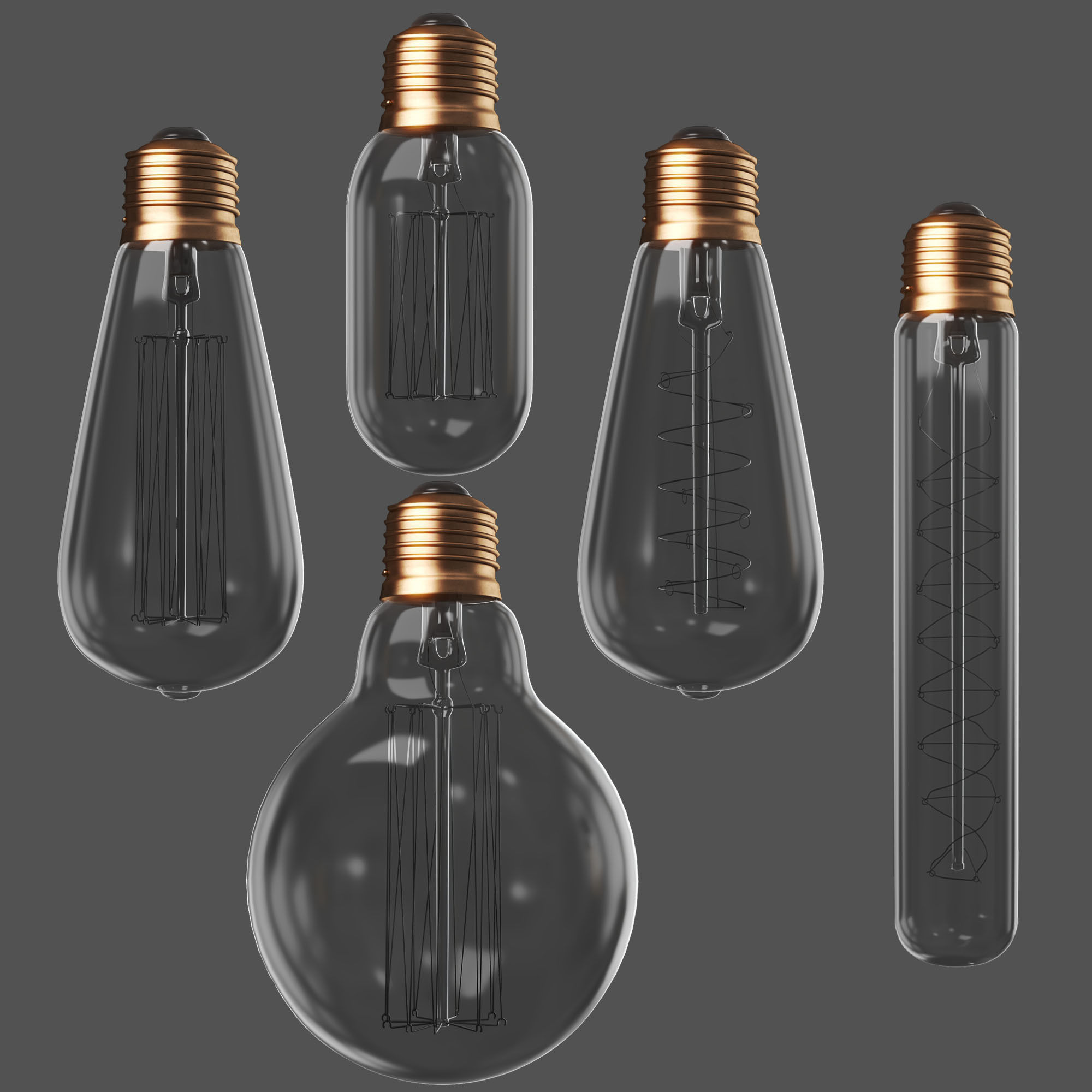Loft Edison Lamps ON OFF 3D model_2