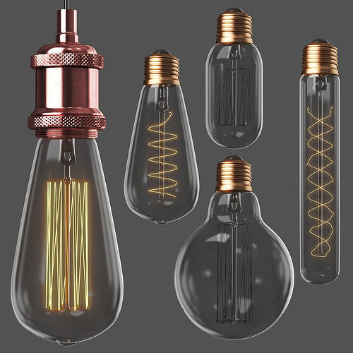 Loft Edison Lamps ON OFF 3D model