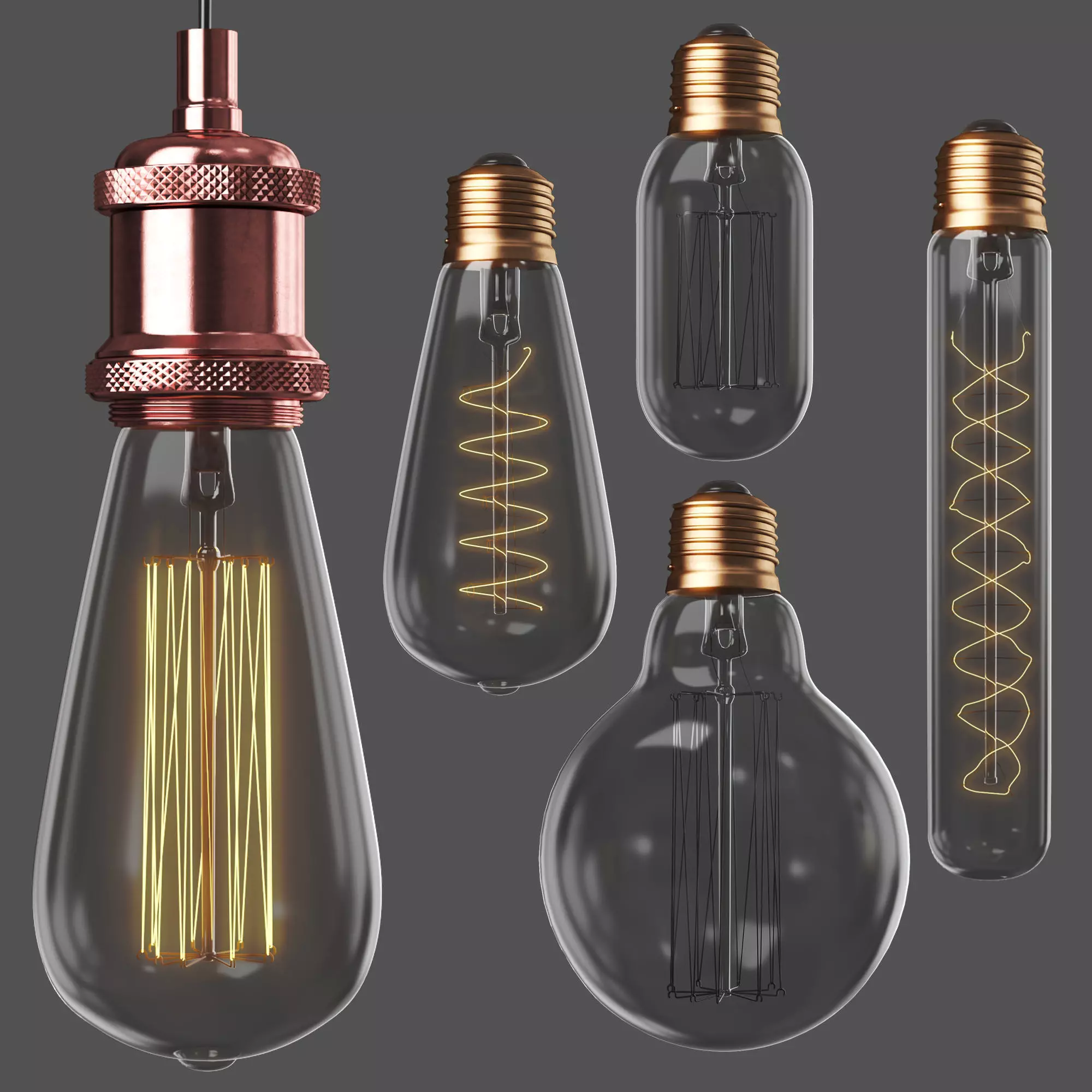 Loft Edison Lamps ON OFF 3D model_0