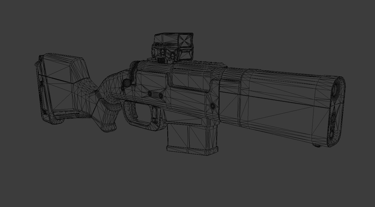 454 Long Drill Rifle Low-poly 3D model_6