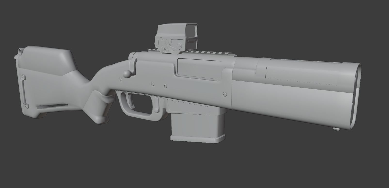 454 Long Drill Rifle Low-poly 3D model_8