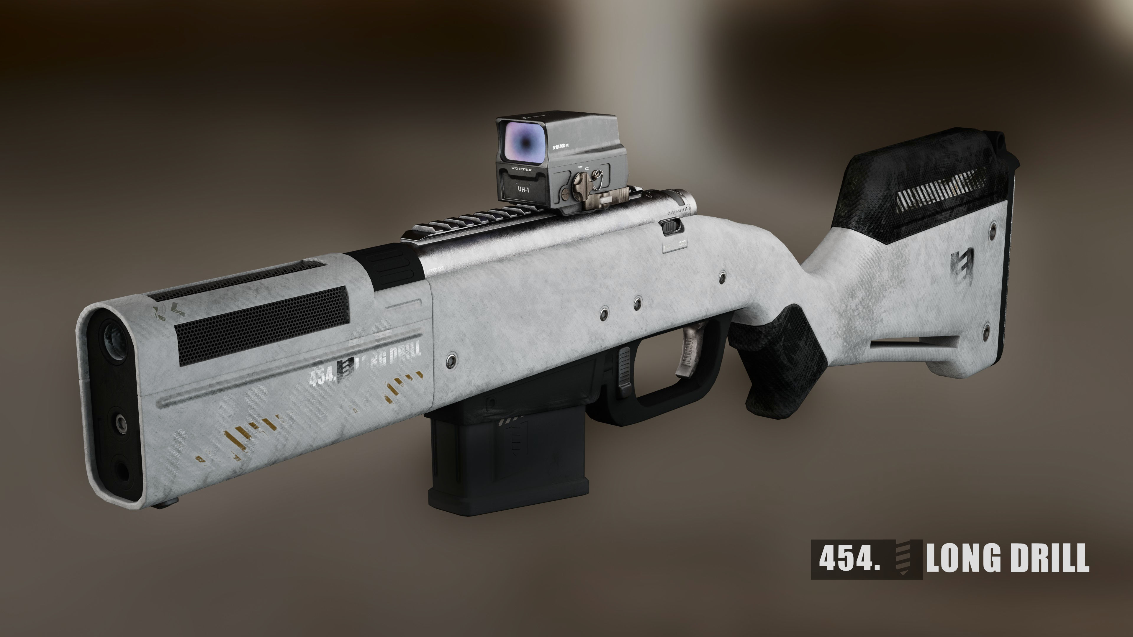 454 Long Drill Rifle Low-poly 3D model_2