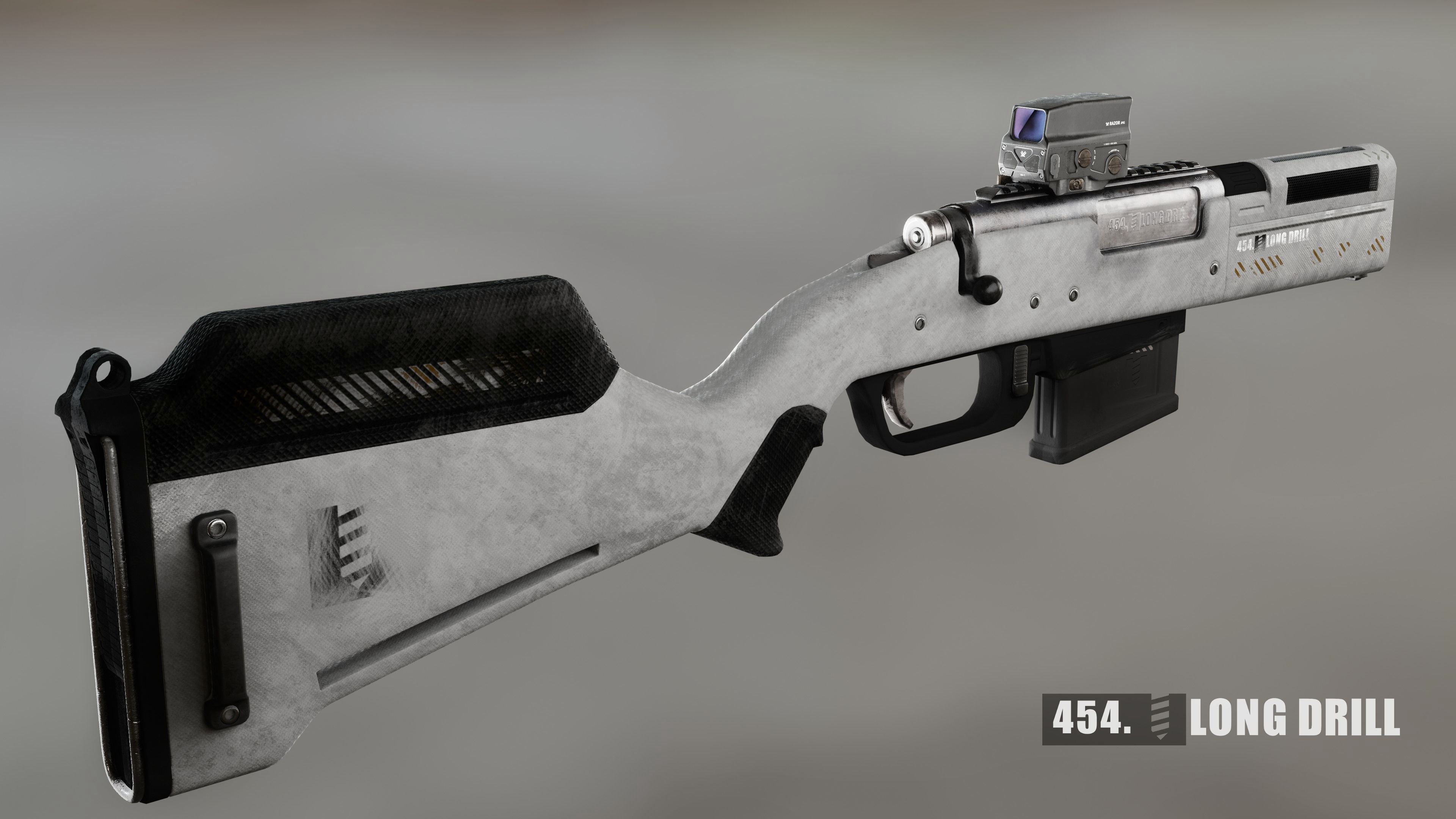 454 Long Drill Rifle Low-poly 3D model_4