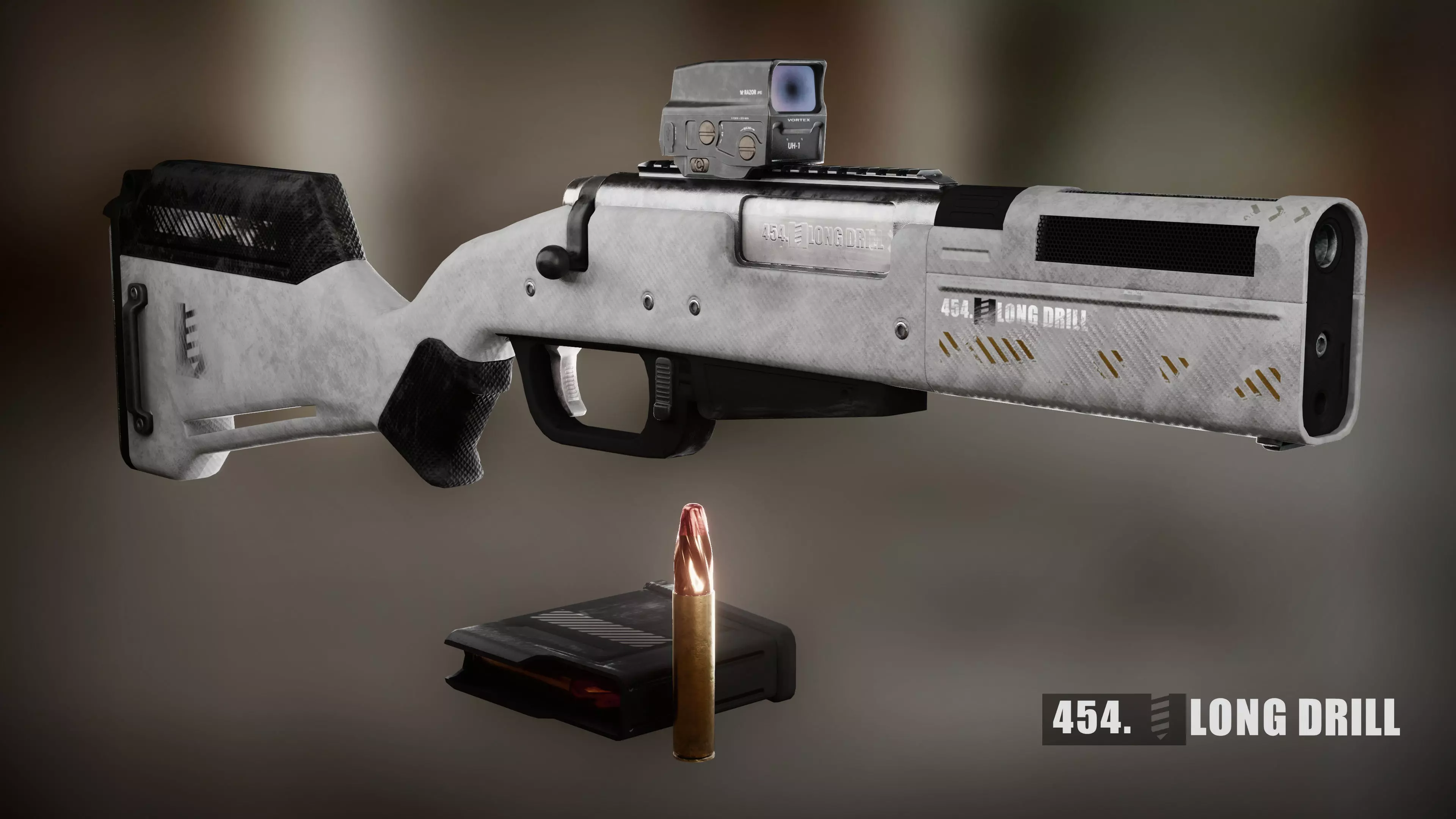 454 Long Drill Rifle Low-poly 3D model_0