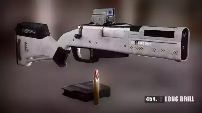 454 Long Drill Rifle Low-poly 3D model