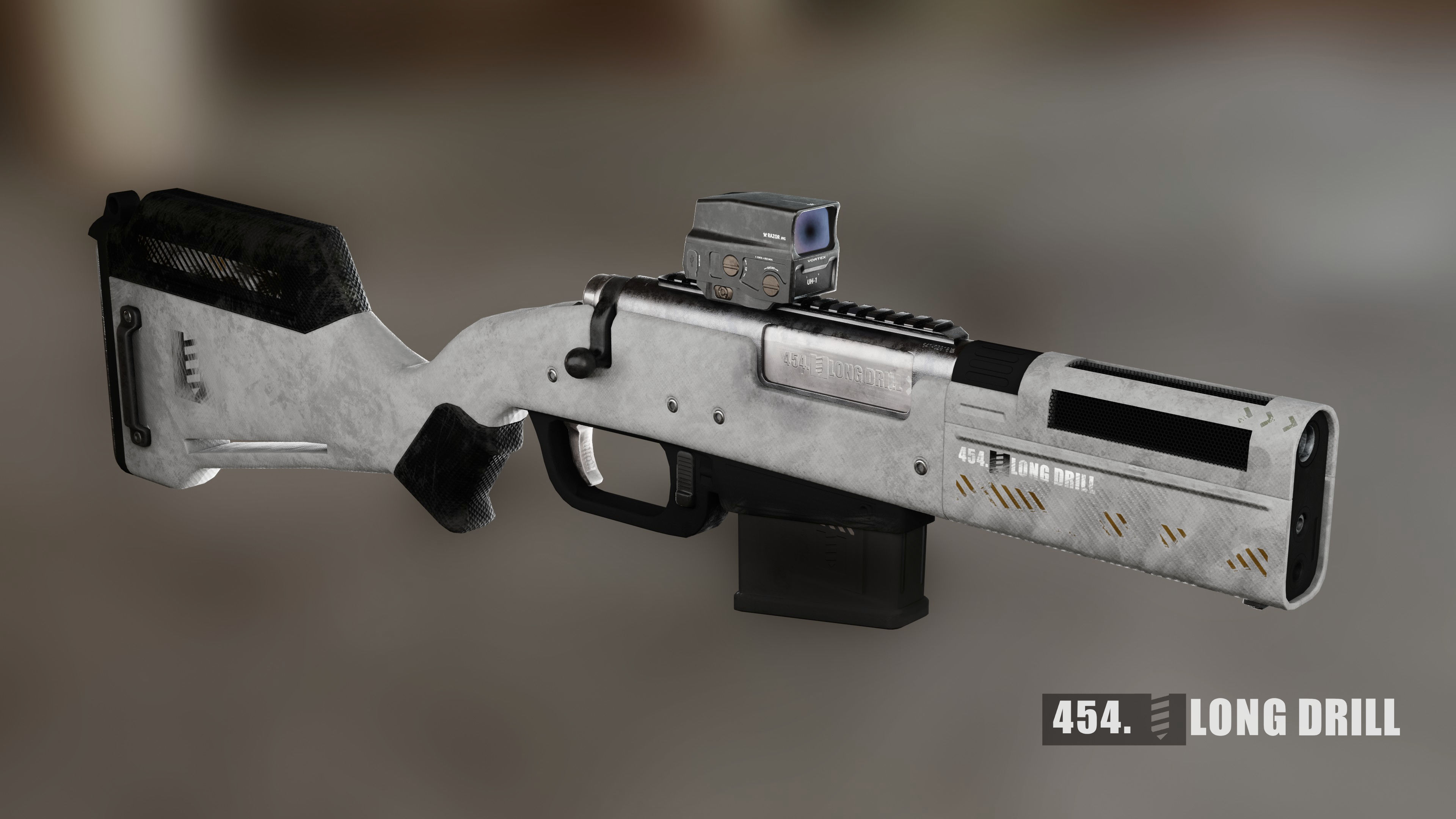 454 Long Drill Rifle Low-poly 3D model_1