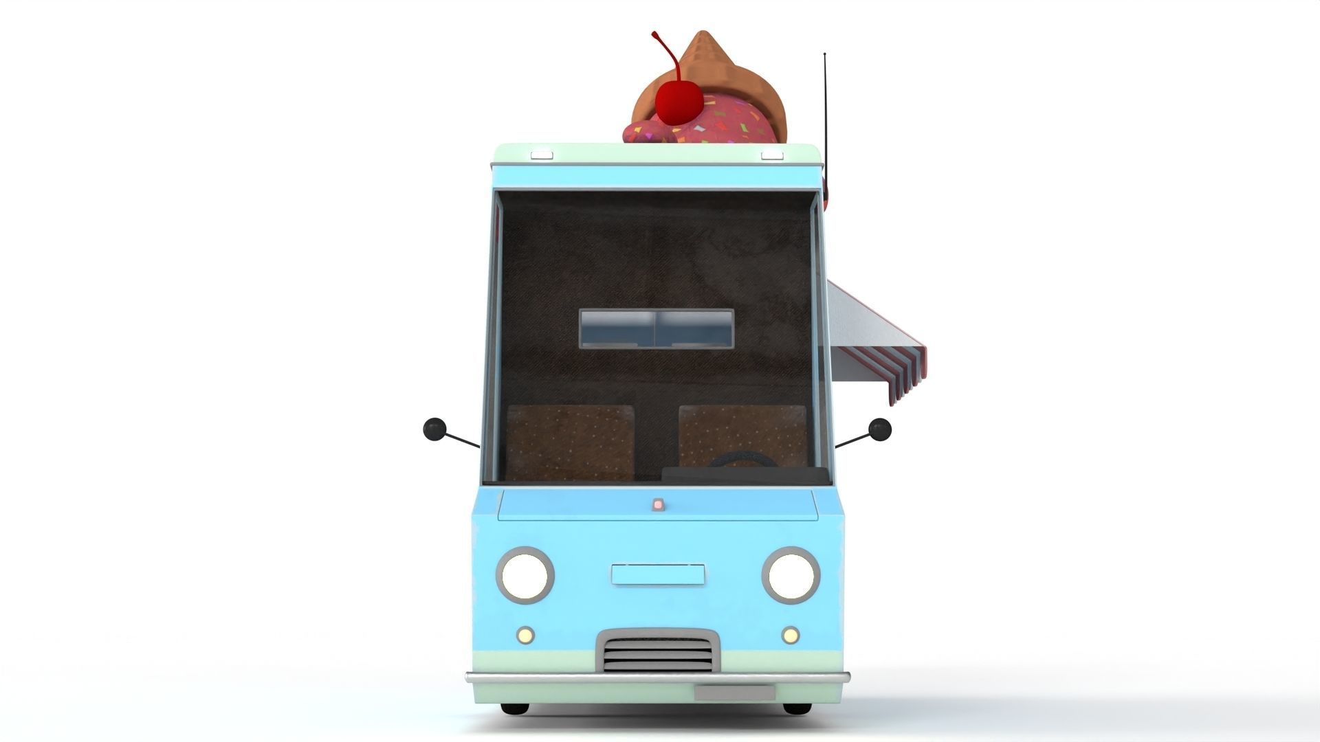 Cartoon Ice Cream Car Low-poly 3D model_5