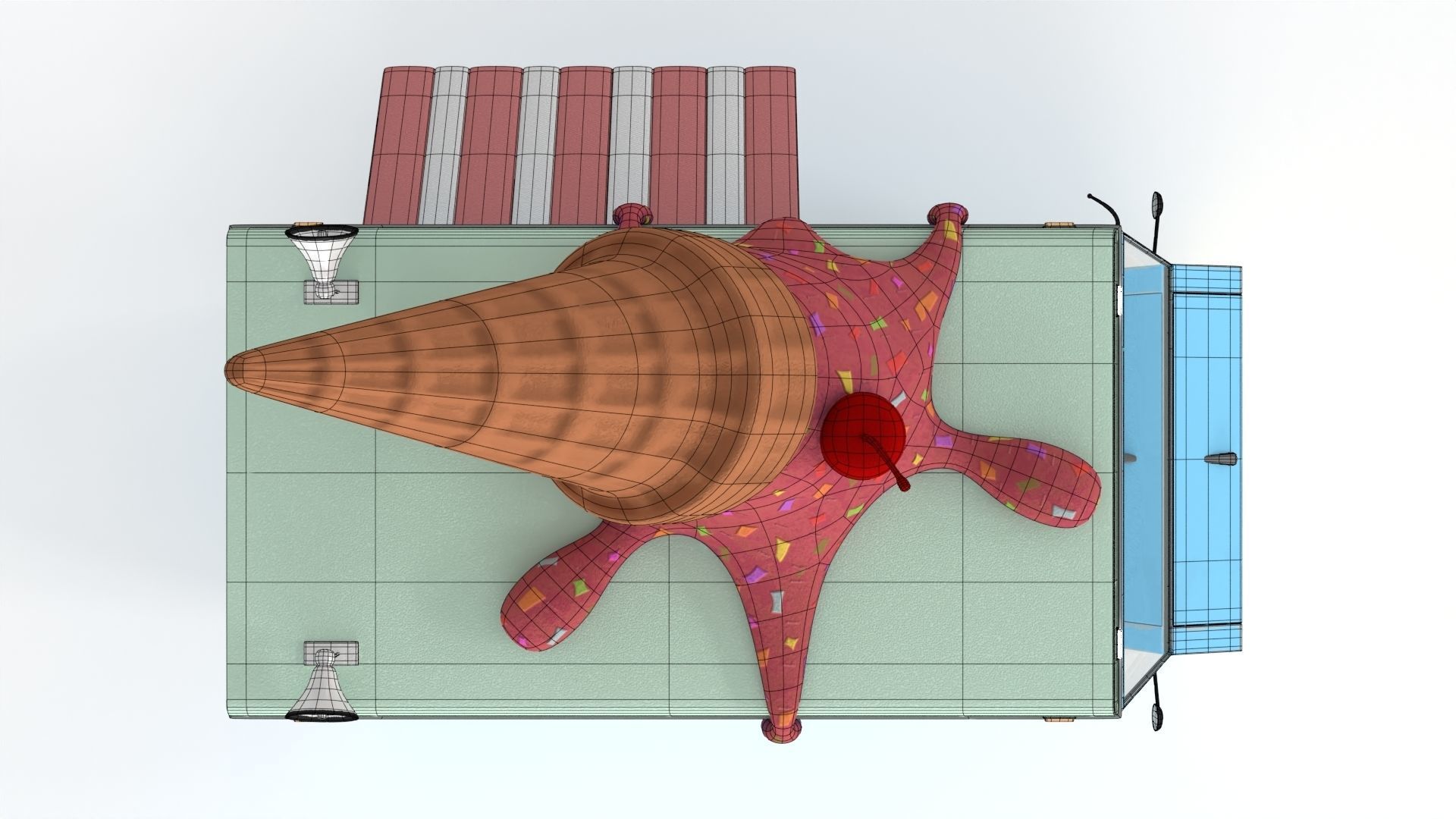 Cartoon Ice Cream Car Low-poly 3D model_14