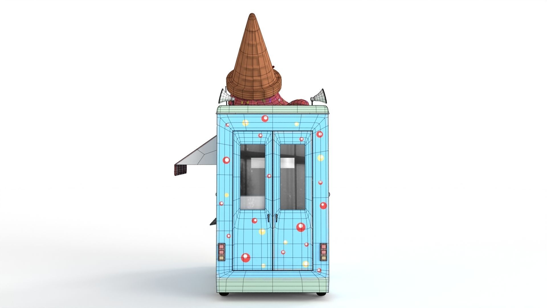Cartoon Ice Cream Car Low-poly 3D model_16