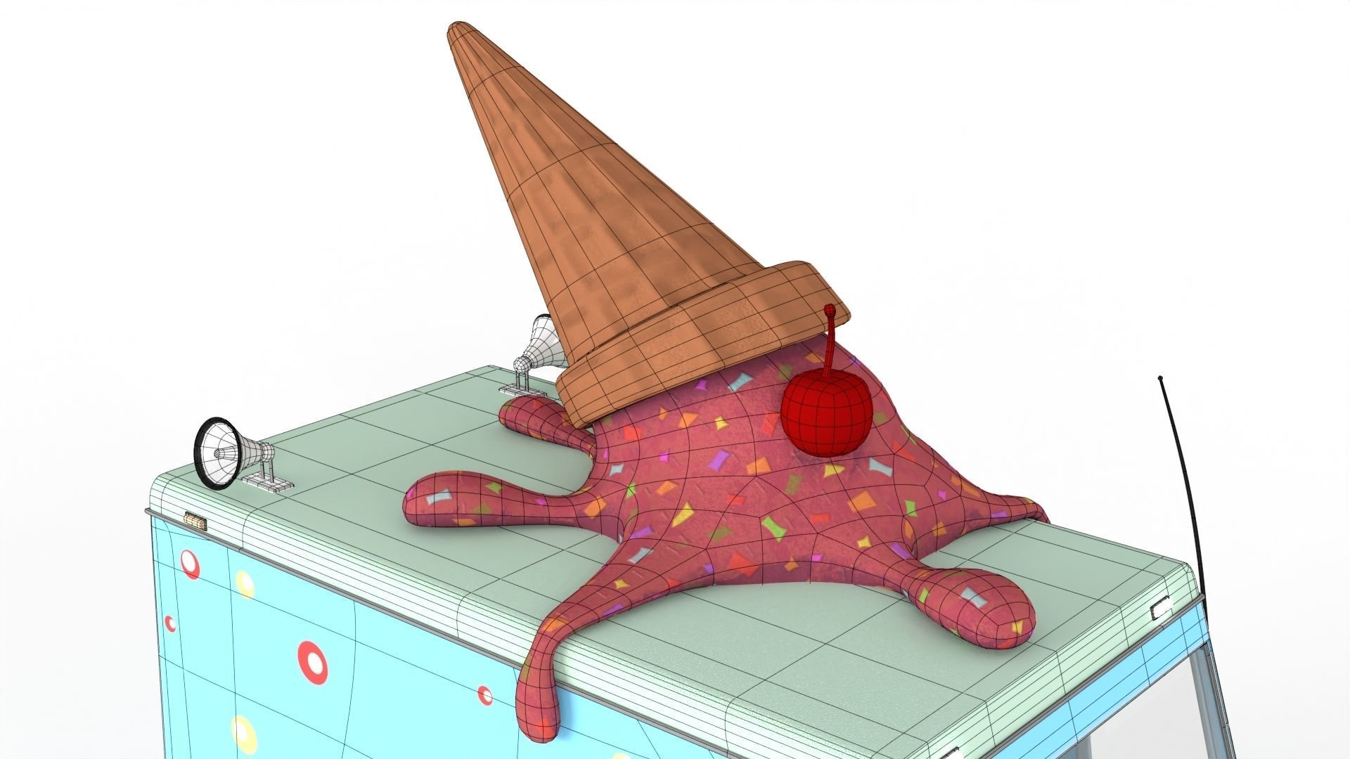 Cartoon Ice Cream Car Low-poly 3D model_18