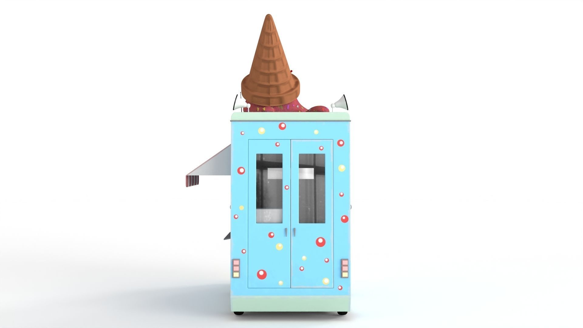 Cartoon Ice Cream Car Low-poly 3D model_6