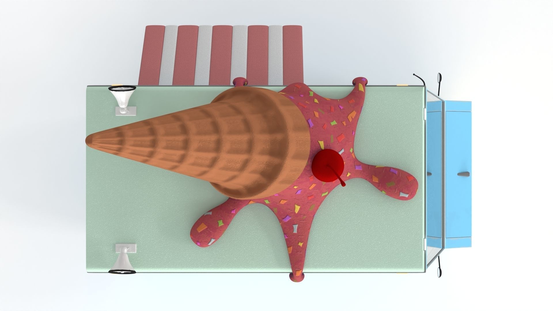 Cartoon Ice Cream Car Low-poly 3D model_4