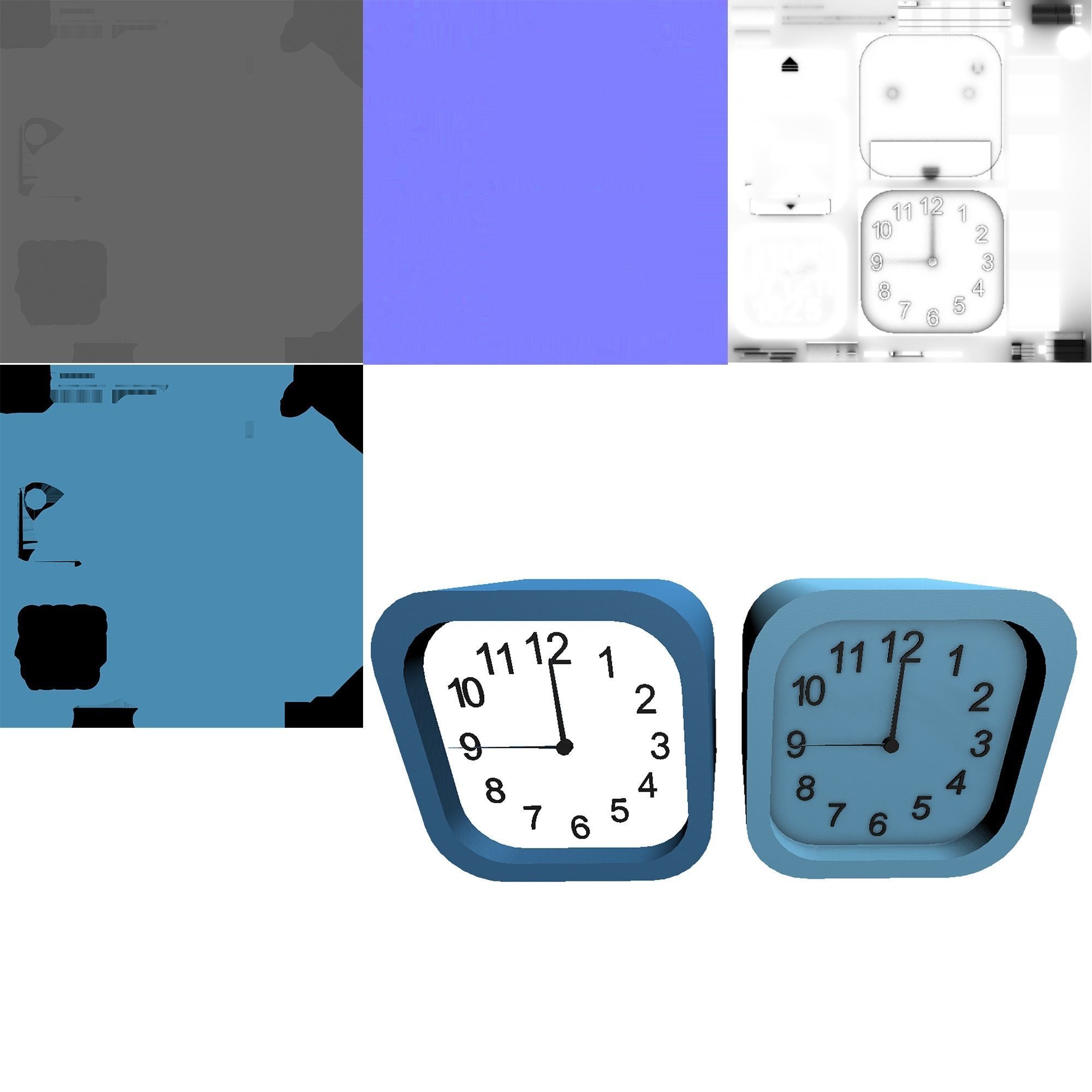 Clock two clocks 3D model_4