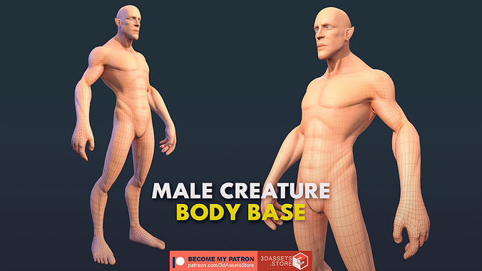 Character - Male Hero Skinny Body Base Low-poly 3D model