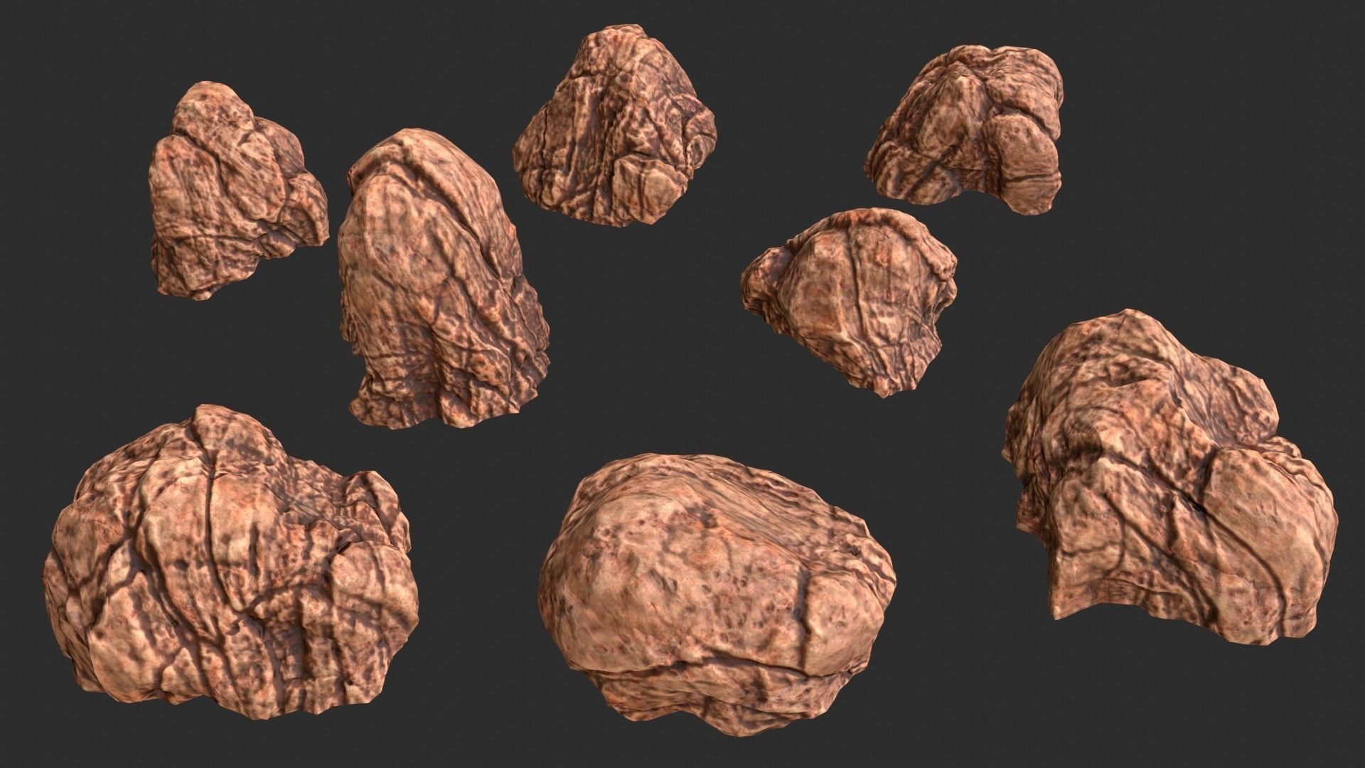 Red Desert Roks 02 Low-poly 3D model_3