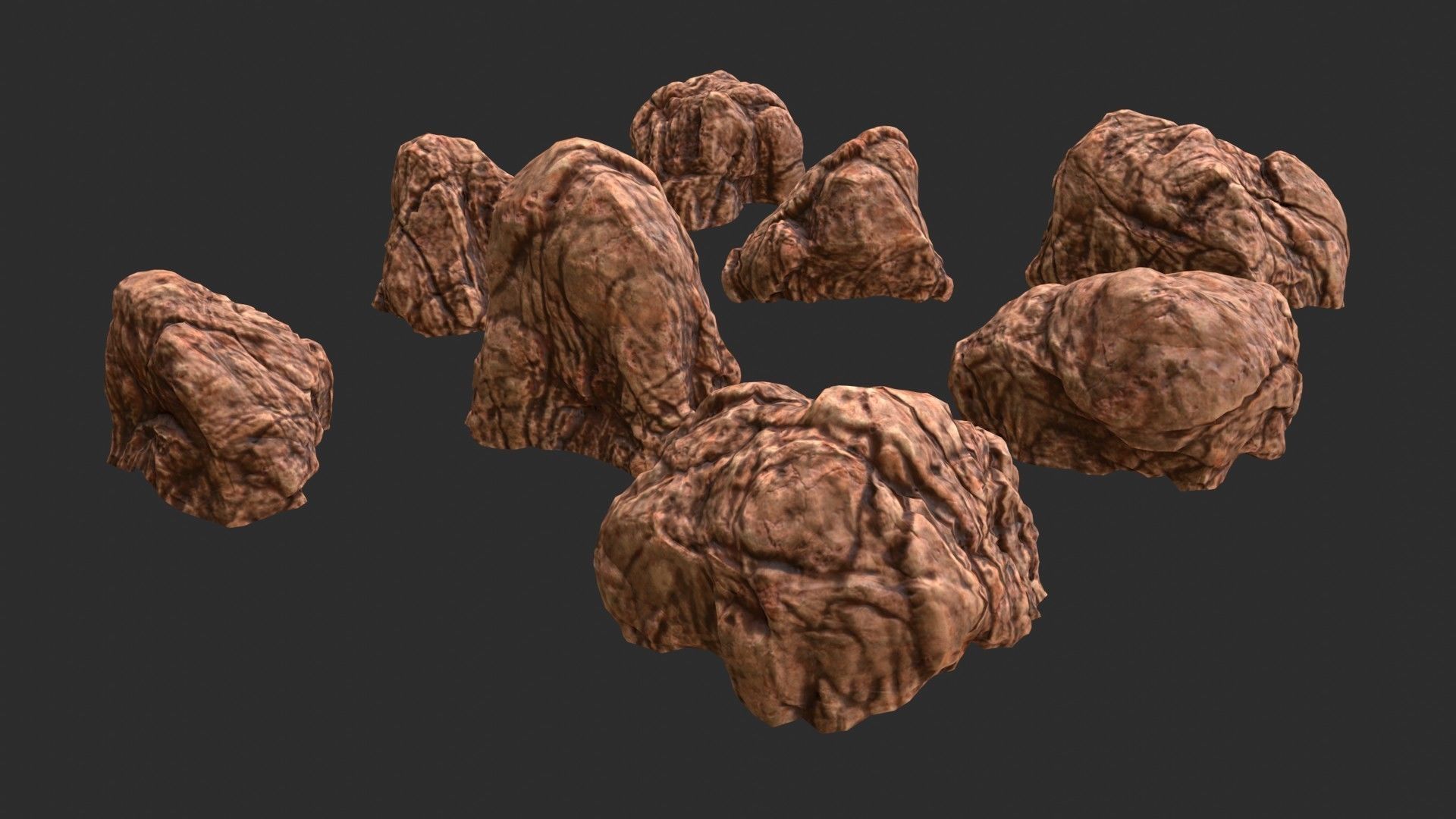 Red Desert Roks 02 Low-poly 3D model_4