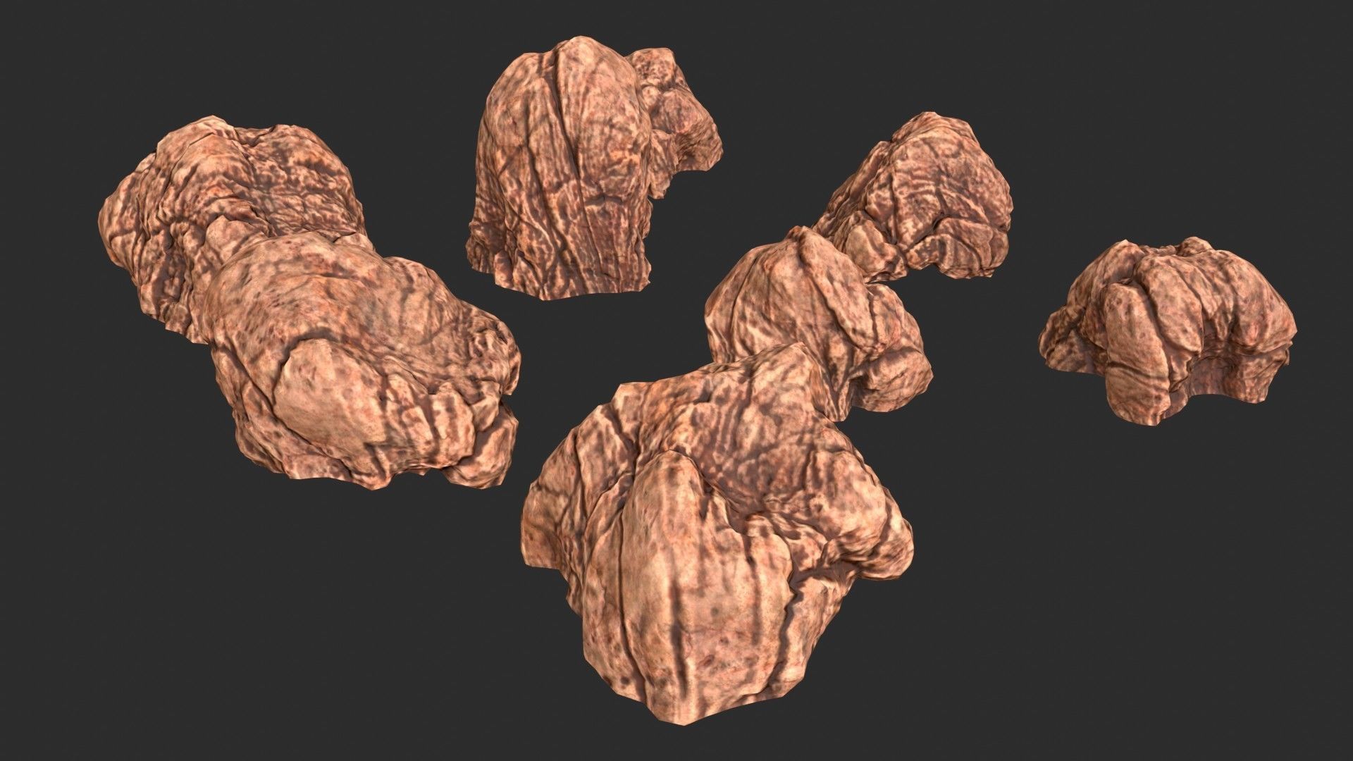Red Desert Roks 02 Low-poly 3D model_7