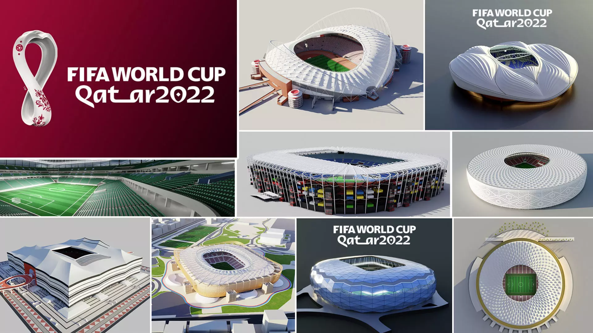 Fifa world cup 2022 qatar stadiums 3D Model Collection_0