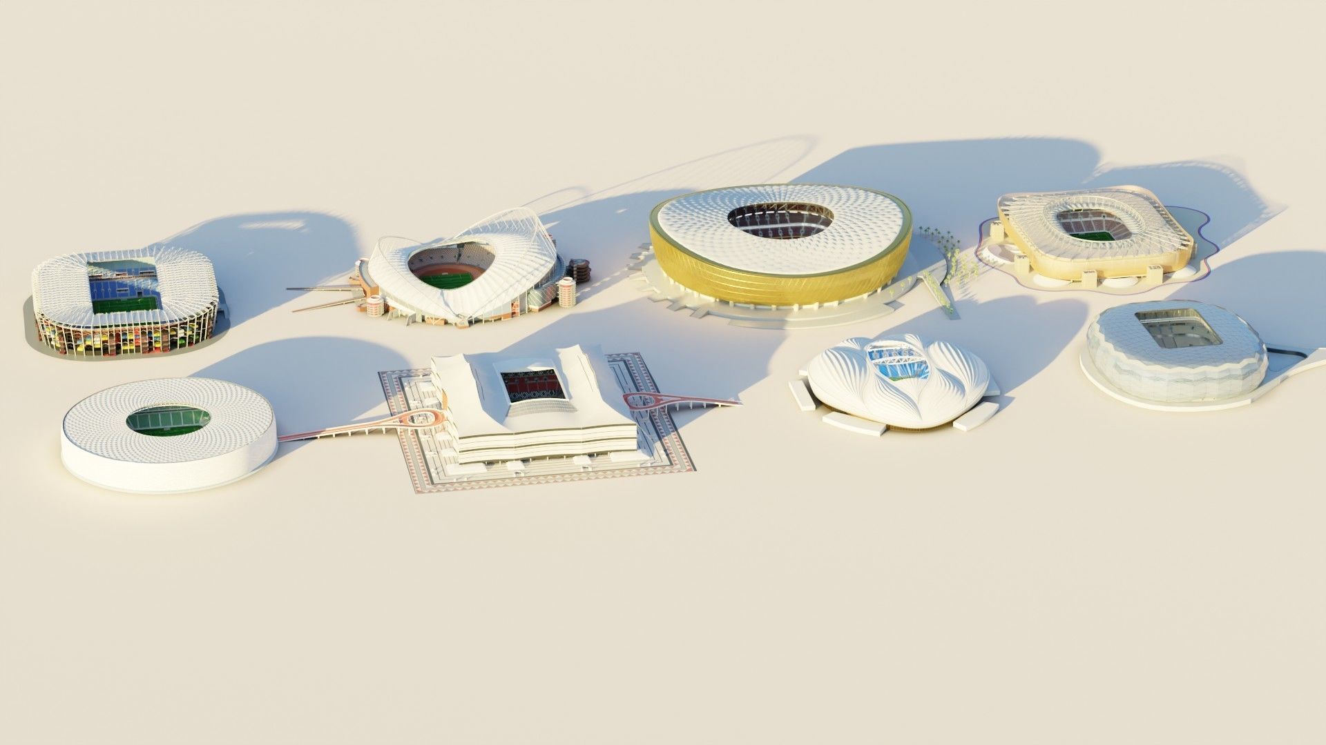 Fifa world cup 2022 qatar stadiums 3D Model Collection_11