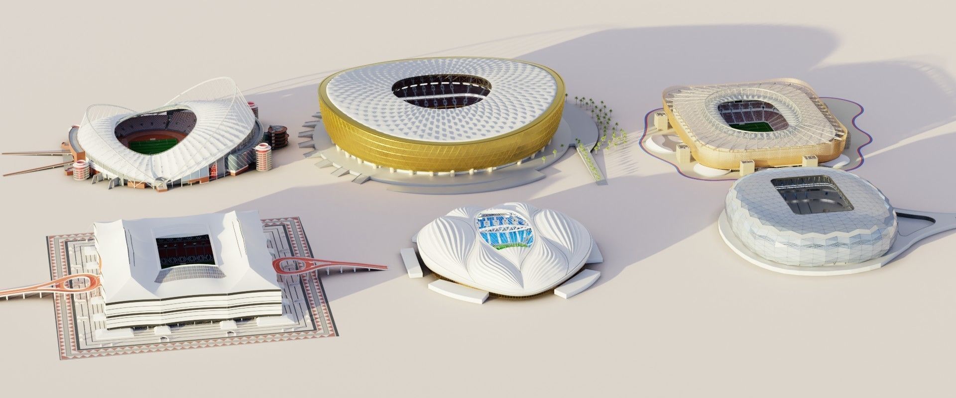Fifa world cup 2022 qatar stadiums 3D Model Collection_16