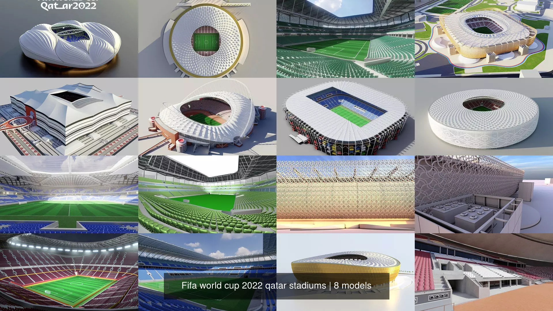Fifa world cup 2022 qatar stadiums 3D Model Collection_1