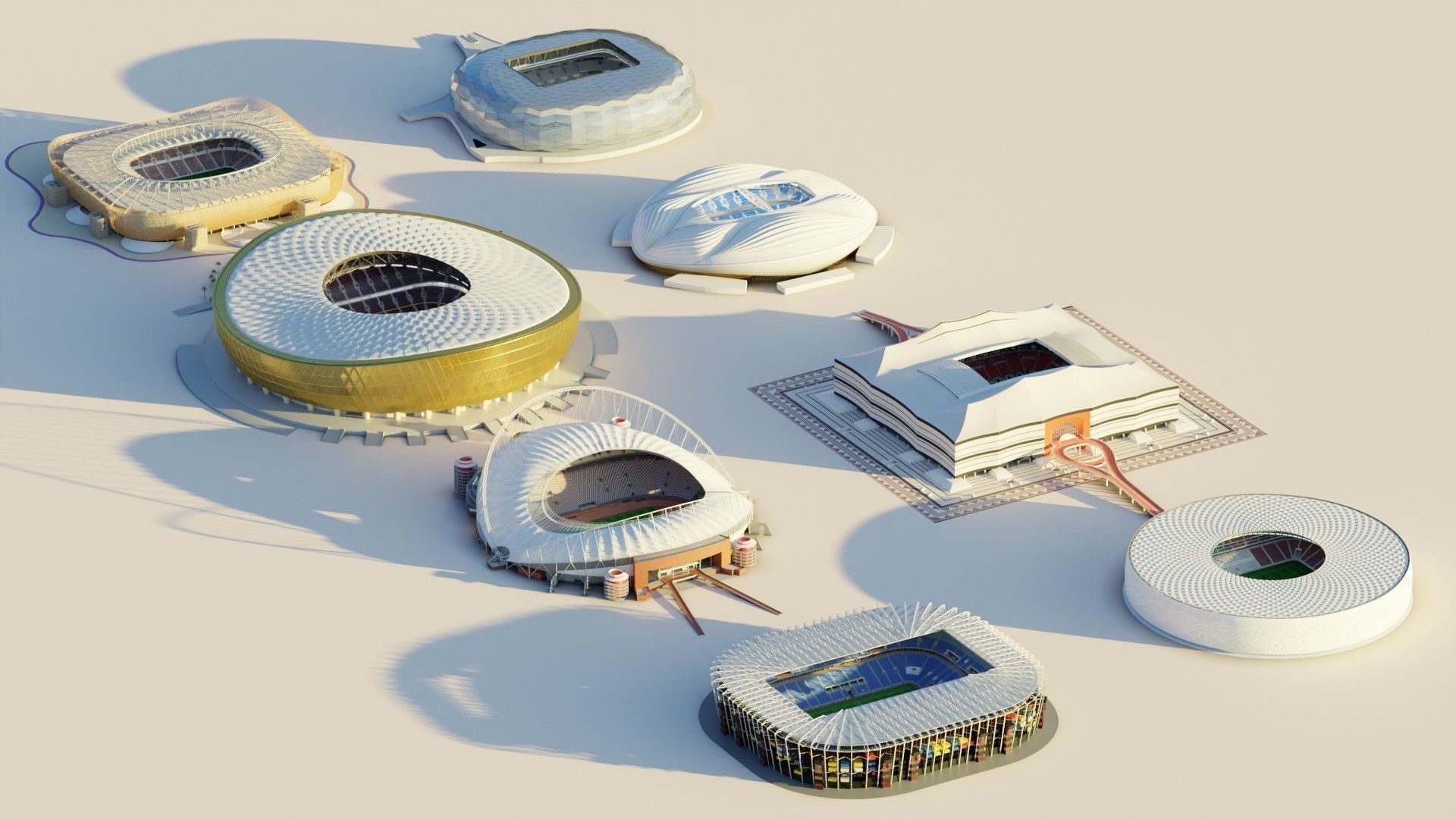 Fifa world cup 2022 qatar stadiums 3D Model Collection_12