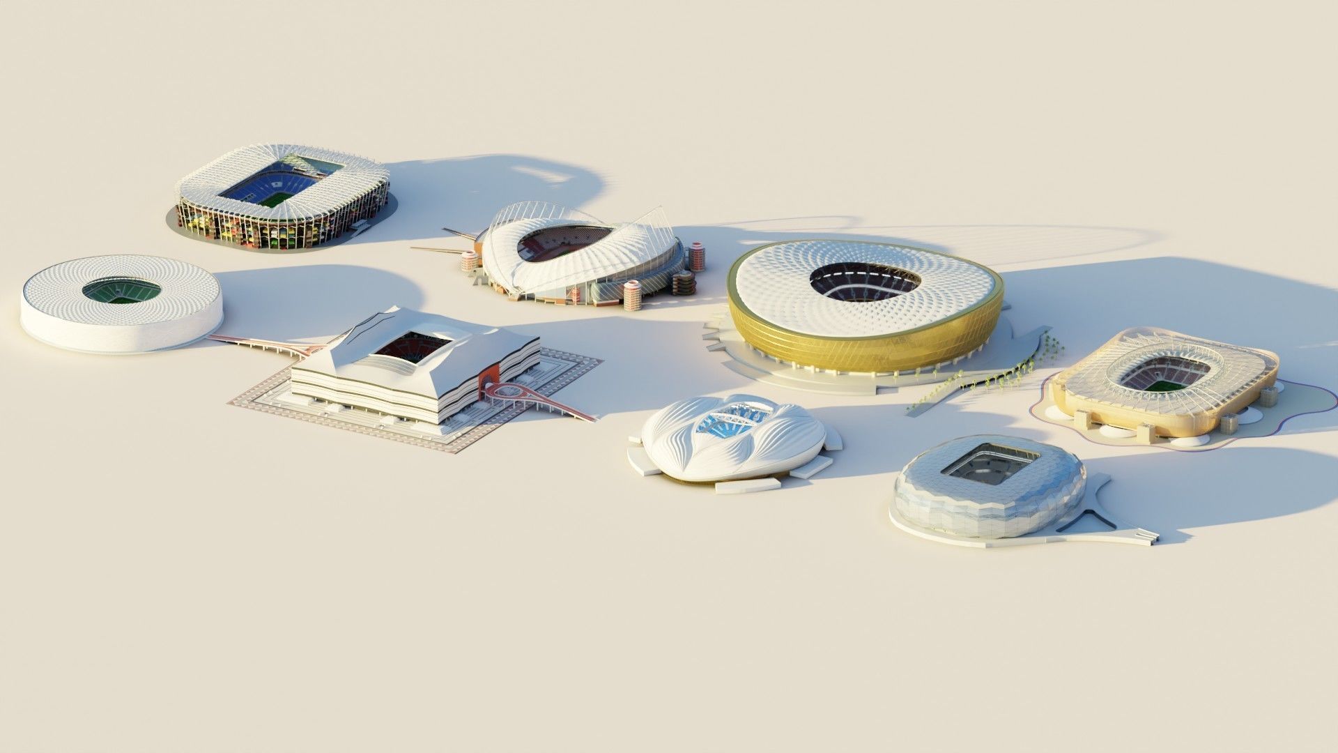 Fifa world cup 2022 qatar stadiums 3D Model Collection_14