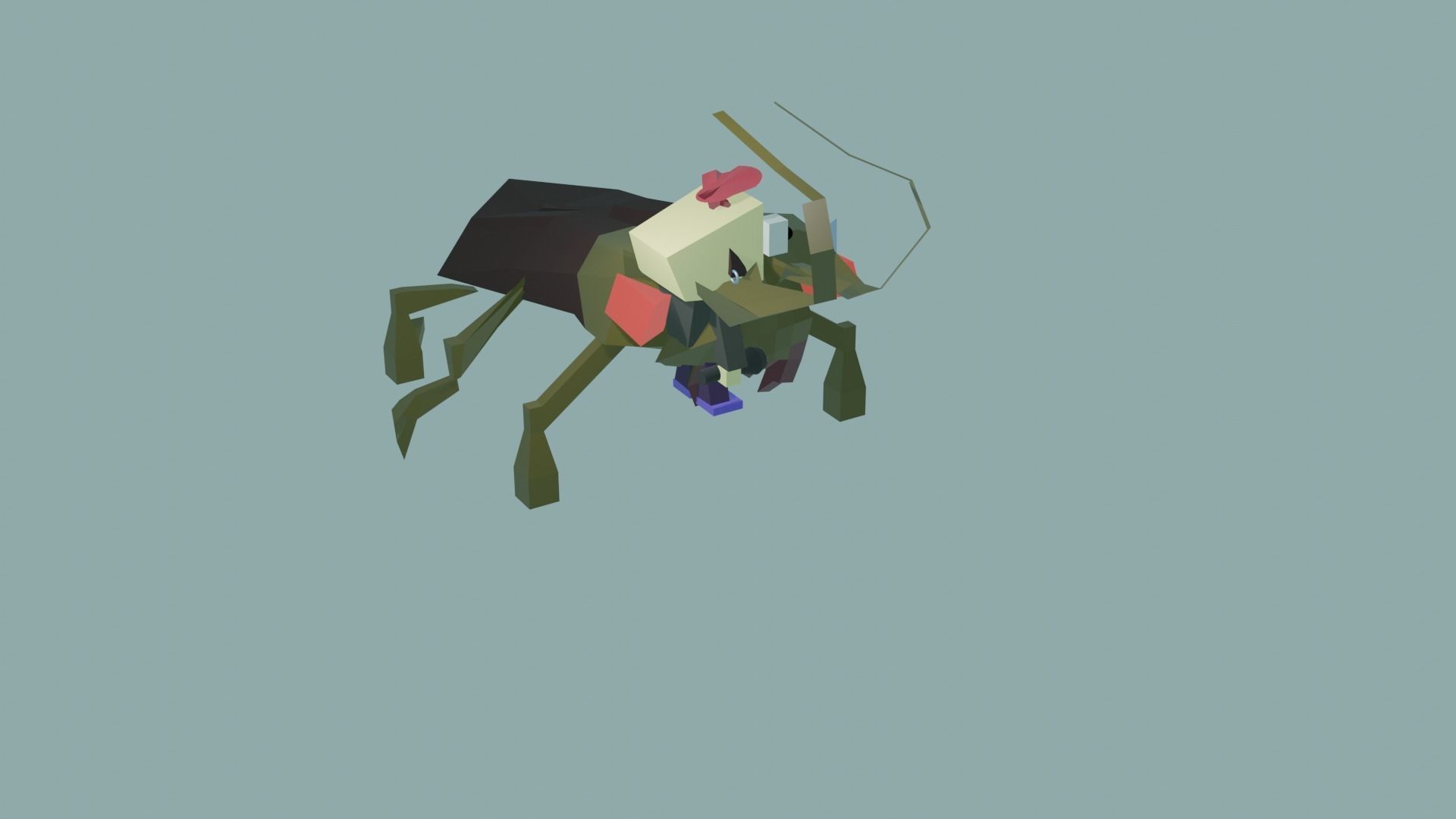 roach monster low poly Low-poly 3D model_1